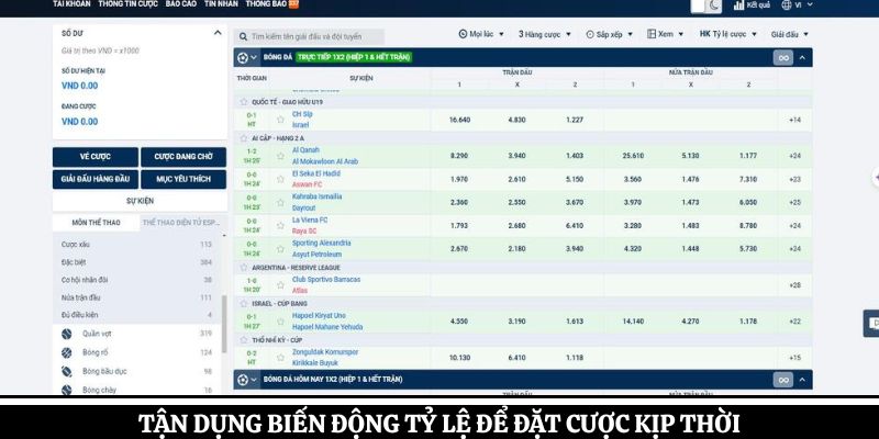 Tận dụng biến động tỷ lệ để đặt cược kịp thời